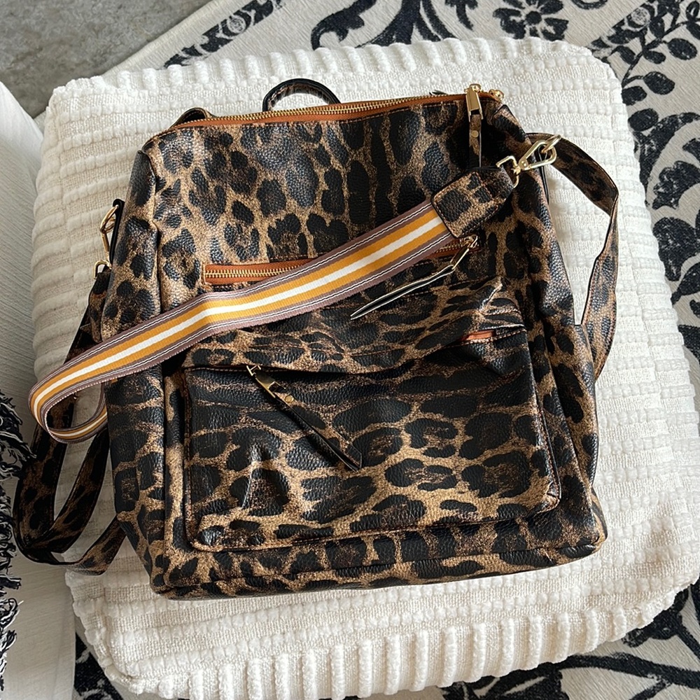 MODERN + CHIC Leopard Backpack/Shoulder Bag